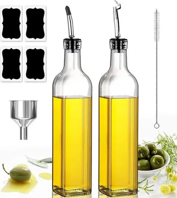 Produktbild von Famanu Ölfalsche Set aus 2 Flaschen à 500 ml für Essig und Öl - mit Ausgießer
