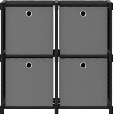 Obrázek produktu pro vidaXL Krychlový regál se 4 boxy černý 69x30x72,5 cm látka