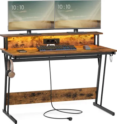 Obrázek produktu pro VASAGLE stolní herní stůl s vestavěnou napájecí lištou počítačový stůl 120cm vintage