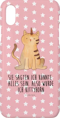 Produktbild von Mr. & Mrs. Panda Iphone 10 Handyhülle Einhorn Katze - Rot Pastell - Geschenk, Glitzer, Regenbogen, Cover, Unicorn, Handy, X, Mieze, Hülle