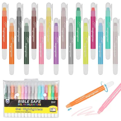 Immagine prodotto di Set di pennarelli fluorescenti in gel, 16 pezzi, colori pastello, ideali per la Bibbia, il diario, l'ufficio e la scuola