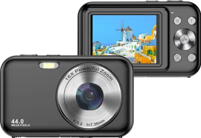 Immagine prodotto di INF Fotocamera digitale 1080P 44MP zoom 16x schermo da 2,4". Nero