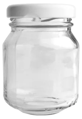 Obrázek produktu pro Sada skleněných nádob o objemu 85 ml s bílým víčkem, vhodná pro med a koření