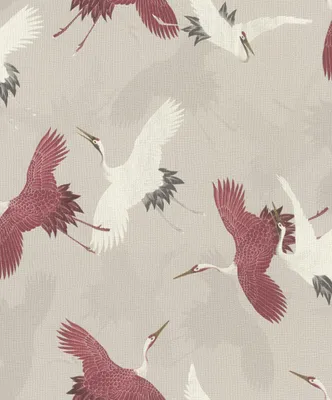 Produktbild von Rasch Vliestapete 560657 Barbara Home III, Kraniche beige-rot, 10,05 x 0,53 m