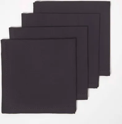 Obrázek produktu pro HOMESCAPES Bavlněné látkové ubrousky, sada 4 kusů, černá barva