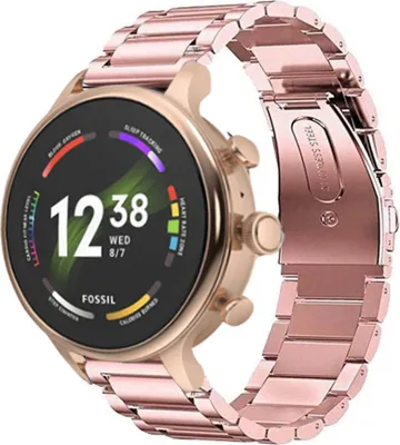 Produktbild von Strap-it Stahlarmband - Kompatibel mit Fossil Gen 6Armband 42mm Fossil uhrenarmband Fossil ersatzarmband Edelstahl für Smartwatch 18mm Armband Rosa 18mm