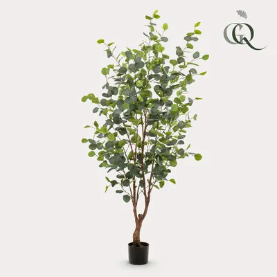 Image de Green boutiQ - Plante artificielle - Eucalyptus - Blauwe Gomboom - 140 cm - Grijs - Sans entretien - Haute qualité