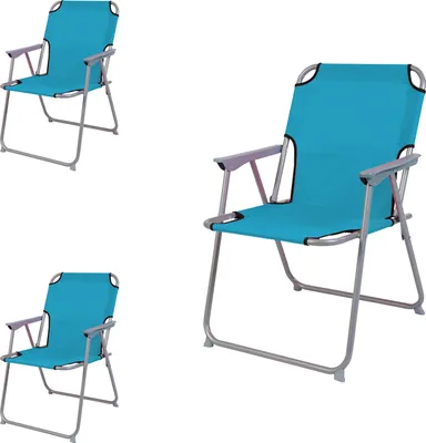 Produktbild von 3 Stück Campingstuhl Stoff Oxfort Metall Petrol