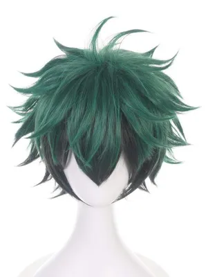 Productafbeelding van Anime pruik, kort, groen en zwart gemêleerd, geschikt voor cosplay, Halloween, carnaval, als Izuku Midoriya