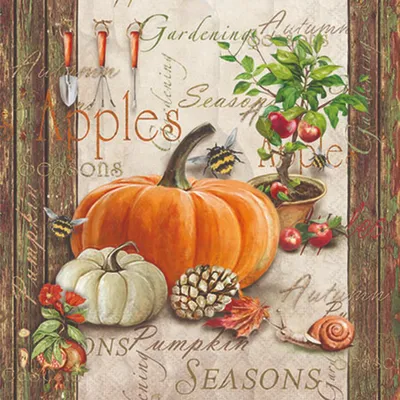 Produktbild von 20 kleine Cocktailservietten Autumn Gardening - Garten zur Herbstzeit 25x25cm