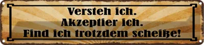 Image de vianmo Plaque en tôle 10x46 cm Versteh ich trotzdem Scheiße
