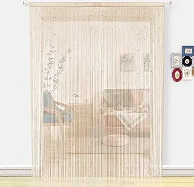 Immagine prodotto di Tenda Unyqoos® con perline – Champagne, 200x200 cm, 1 pannello, ideale come tenda per porte e divisorio decorativo per ambienti, offre anche protezione dagli insetti
