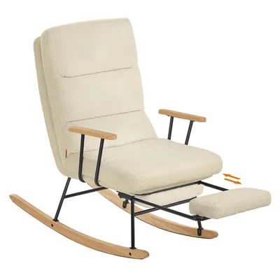 Produktbild von SONGMICS HOME Schaukelstuhl, Füße aus Kautschukholz, Schaukelsessel, Fleece Oberfläche