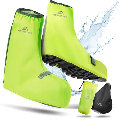 Produktbild von Nextcover® Schuhüberzieher wasserdicht I 100% wasserdichte Fahrrad Überschuhe I Reflektierende Regenschutz Schuhe I Regenüberzieher Schuhe I 40-43
