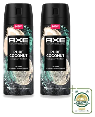Immagine prodotto di 2 spray deodoranti Axe Pure Coconut, 150 ml - Confezione risparmio - 2 pezzi
