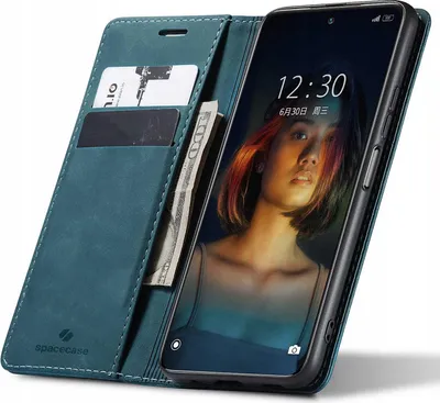 Image de Etui téléphone avec rabat SPACECASE Wallet pour Xiaomi Mi Note 10 Pro Bleu
