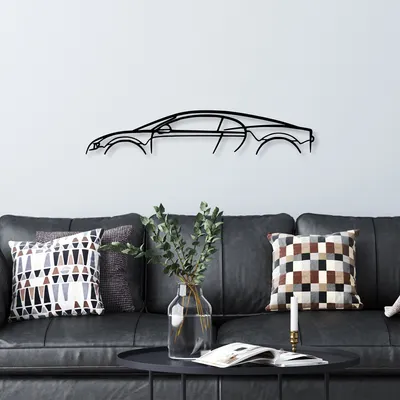 Produktbild von Wallity, Bugatti Veyron Silhouette, Dekoratives Wandaccessoire aus Metall, 100 % METALL, Schwarz, 70 x 13 cm