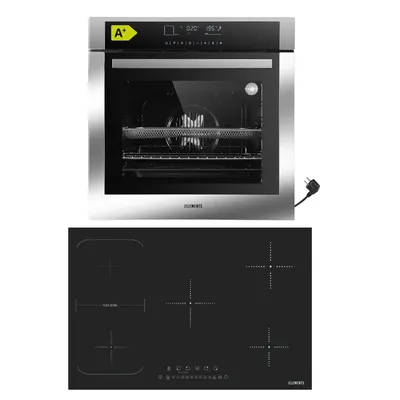 Produktbild von KB ELEMENTS Sparset, Einbauherd Set, Herdset, Induktionskochfeld 5 Kochzonen 77cm, Einbaubackofen 60cm, 15 x Funktionen, Air Fry Funktion, DV3/105