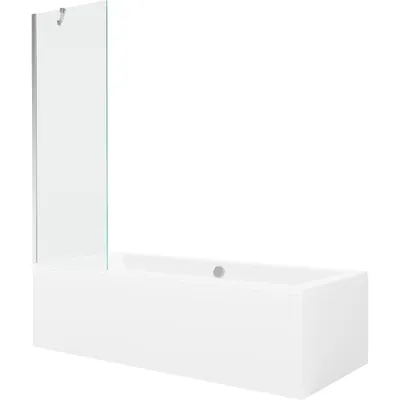 Obrázek produktu pro Mexen Cube obdélníková vana 180 x 80 cm s pláštěm 1-křídlovou zástěnou 60 cm, Průhledné, Chromovaná - 550518080X9506000001