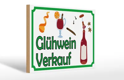 Produktbild von Holzschild Hinweis 30x20cm Glühwein Verkauf