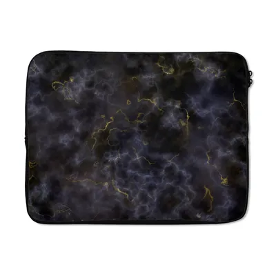 Produktbild von MuchoWow® Laptop Hülle 17 Zoll Laptoptasche Achat Stein - Schwarz und Gold - Edelstein - Zipper - Schutzabdeckung