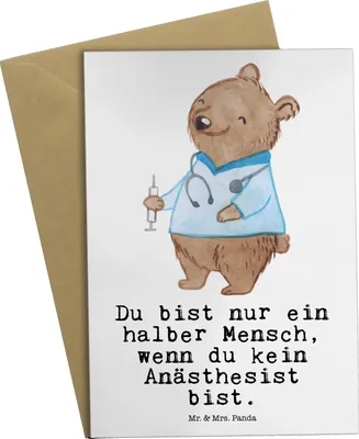 Produktbild von Mr. & Mrs. Panda Grußkarte Anästhesist Herz - Weiß - Geschenk, Grußkarten, dankeskarten, weihnachtskarten, einladungskarten, Studium, Spruch, Witzig, Krankenhaus