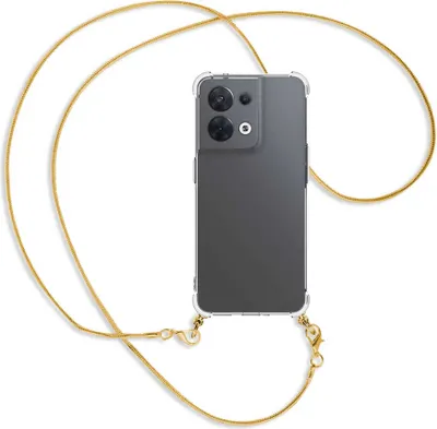 Produktbild von Handykette Backcover-Schutzhülle mit Band (Metall goldfarben) für Oppo Reno8 5G (CPH2359, 6.4'') - goldfarbene Snake-Kette