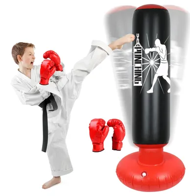 Obrázok produktu pre Samostatne stojaci boxerský vak s rozmermi 63 palcov, vrátane rukavíc