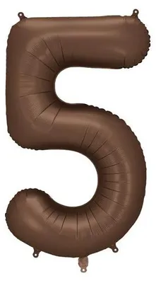 Zdjęcie produktu dla Balon foliowy Cyfra „5” - 86 cm, mocca, brązowy, satynowy