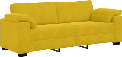 Image de vidaXL Canapé 3 places jaune 220x77x82 cm Velours