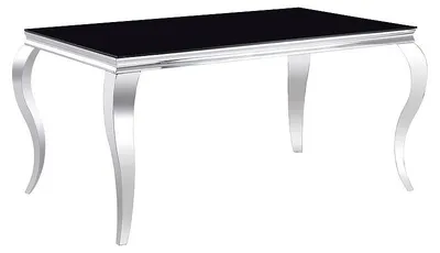 Image de Table à manger en verre - Noir et argenté - 6 couverts - L 150 cm H 75 cm x P 90 cm