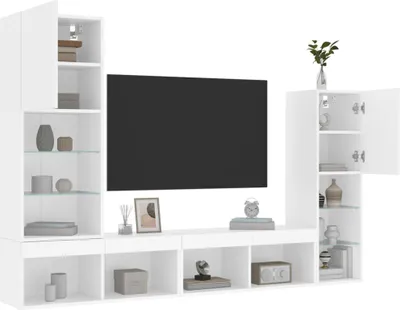 Produktbild von 4-tlg. Wohnwand mit LED-Beleuchtung Weiß Holzwerkstoff 3216654