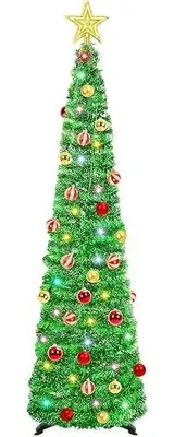 Zdjęcie produktu dla Choinka sztuczna 150 cm z 100 LED światłami dekoracja świąteczna
