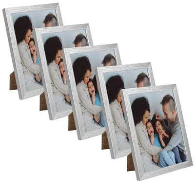 Produktbild von 5 Bilderrahmen silber 18x24 cm, Polystyrol mit Plexiglas, Hoch- & Querformat