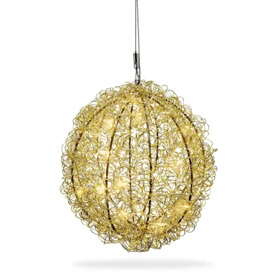 Produktbild von Drahtkugel Gold 30 cm 80 LED warmweiß Timer-Funktion Ganzjahresbeleuchtung Dekokugel