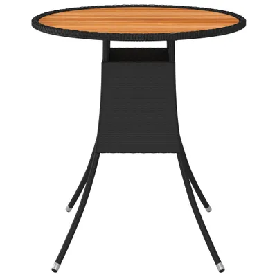 Produktbild von vidaXL Garten-Esstisch Schwarz Ø 70 cm Poly Rattan Massivholz Akazie