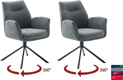 Produktbild von Armlehnstuhl >DIVERIA< (2-er Set) in Anthrazit, Polyester - 64x90x66cm (BxHxT)