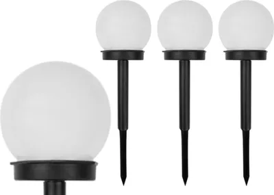 Zdjęcie produktu dla 4x Lampa Wbijana Solarna LED Ogrodowa Kula 10cm IP44 Słupek Lampki Ogrodowe