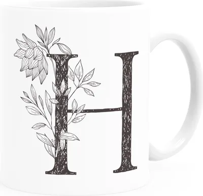 Produktbild von Kaffeetasse Monogramm Initiale Geschenk-Motiv Tasse personalisierte Namenstasse personalisierte Geschenke SpecialMe® H weiß Keramik-Tasse