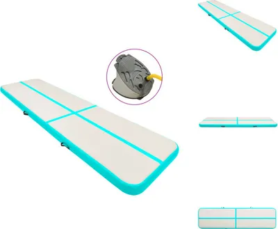 Produktbild von vidaXL Aufblasbare Gymnastikmatte mit Pumpe 800x100x15 cm PVC Grün - Yoga- & Pilatesmatten