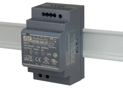 Produktbild von Mean Well HDR-60-15 Schaltnetzteil für DIN-Schiene, 15 V, 60 W, 4 A