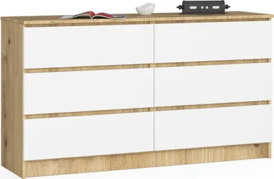 Image de COMMODE K140 6TIERS CLP DĄB ARTISAN BLANC Bureau avec 6 Tiroirs et Design Moderne
