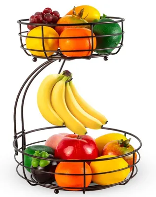 Immagine prodotto di Due piani con portabannane, cestino per la frutta, cestino per le verdure, struttura in metallo
