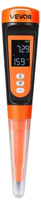 Produktbild von VEVOR pH-Meter, 0-14 pH-Bereich, IP68 wasserdichte Sonde, 3-Punkt-Autokalibrierung, tragbares Testkit mit Kalibrierpulver-Paketen, Temperatursensor, Tragetasche, für Trinkwasser, Hydroponik