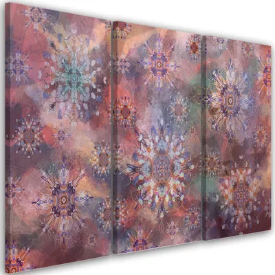 Produktbild von Triptychon auf leinwand sternmosaik 120x80 cm Feeby rot wandbild bereit zum aufhängen