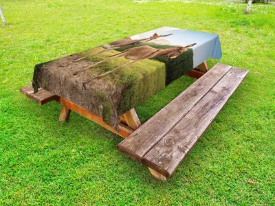 Produktbild von ABAKUHAUS Esel Tischdecke Outdoor, Zwei nette Esel, die auf der Wiese in der Dolomit-Italien-Mittelmeerlandschaft stehen, Mehrfarbig, 145x210cm