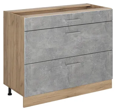 Obrázek produktu pro Spodní skříňka kuchyňské linky Vicco R-Line Beton/Zlatý mocný dub 100 cm bez pracovní desky, Model 71613