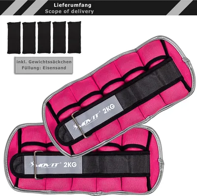 Obrázok produktu pre MOVIT Neoprénové reflexné záťažové manžety, 2x2 kg, ružové