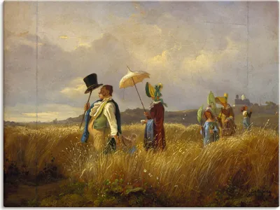 Produktbild von Carl Spitzweg: Der Sonntagsspaziergang. 1841, Produkt:Leinwand, Größe:30x40 cm / Leinwand