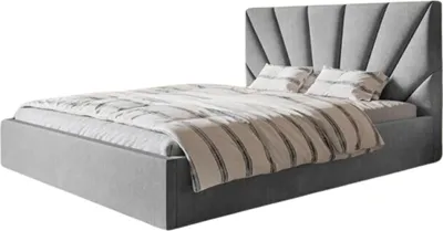 Produktbild von Polsterbett SLIM 3 mit Kopfteil, 140x200 cm, Doppelbett mit Bettkasten und Lattenrost aus Holz, Velourstoff, Farbe: Grau